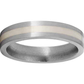 Titanium Flat Band with a 2mm Sterling Silver Inlay and Satin Finish