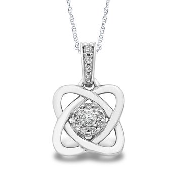 White gold and crossed hearts diamond pendant