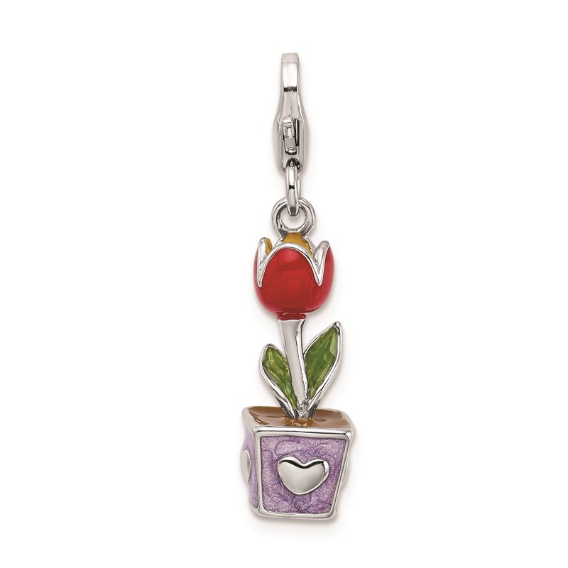 925 Sterling Silver 3-D Enameled Crystal Whale w/ Lobster Clasp Charm Amore La Vita Collection 