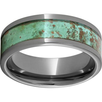 Rugged Tungsten™ 8mm Pipe Cut Band with Rustic Copper Inlay