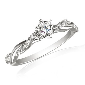 White gold diamond twist engagement ring