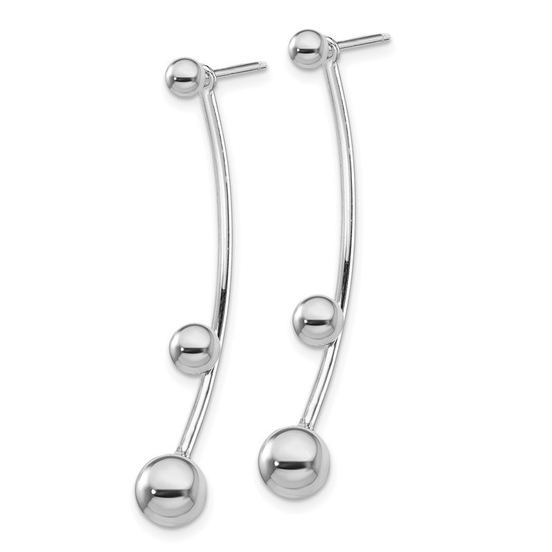 Sterling Silver Rhodium-plated Dangle Ball Jacket w/Ball Post Stud Earrings 
