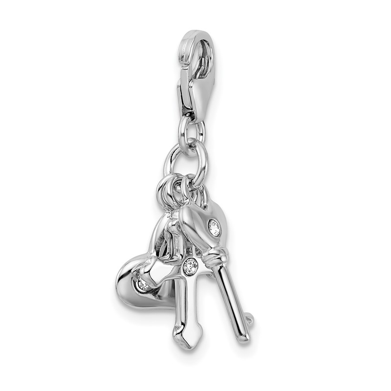 Sterling Silver Multicolor CZ Stocking w/Lobster Clasp Charm