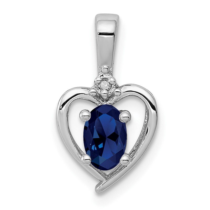 Sterling Silver Rhodium-plated Sapphire Pendant 