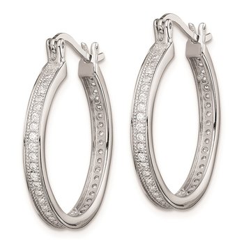 Sterling Silver Rhodium-plated CZ Hoop Earrings