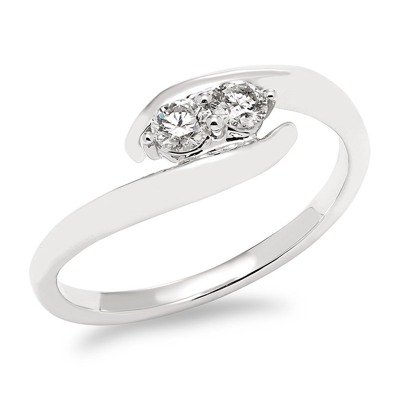 White gold, two-stone, round diamond ring