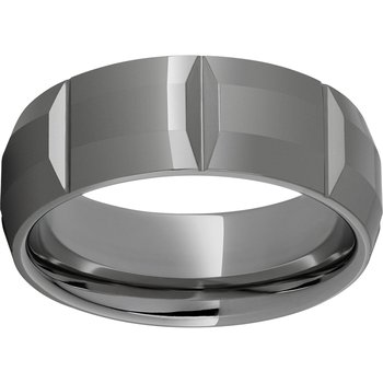 Rugged Tungsten™ 8mm Domed Bevel Faceted Polished Band