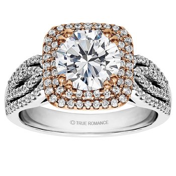 Round Cut Double Halo Diamond Engagement Ring