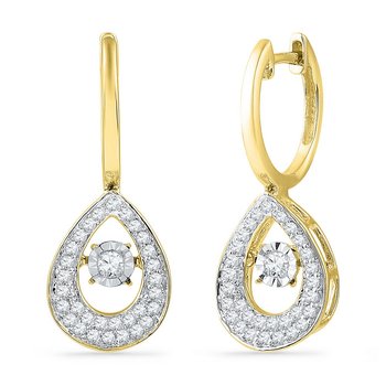 10k White Gold Womens Round Bezel-set Diamond Dangle Threader Earrings 1//12