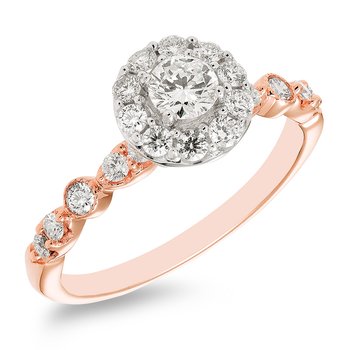 Whitney rose gold and diamond vintage-inspired engagement ring