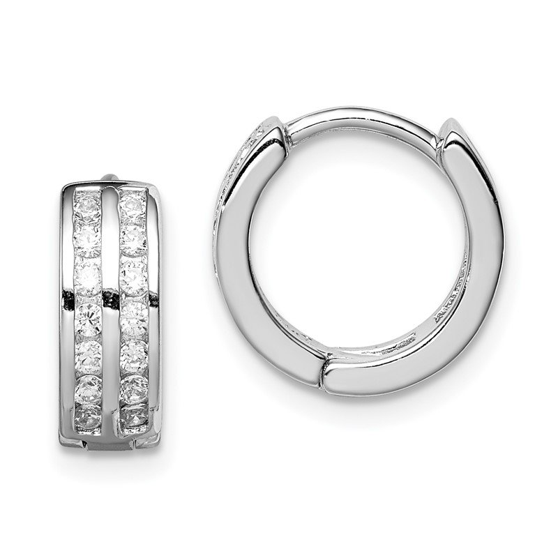 925 Sterling Silver Rhodium Plated Hinged Earrings 
