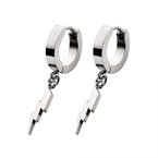 INOX Jewelry Stainless Steel Huggie Earrings with Lightning Bolt Charm