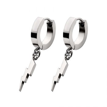 Stainless Steel Huggie Earrings with Lightning Bolt Charm ERHG20214