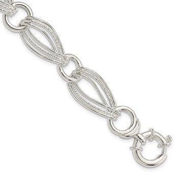 Sterling Silver Polished And Textured Link Bracelet