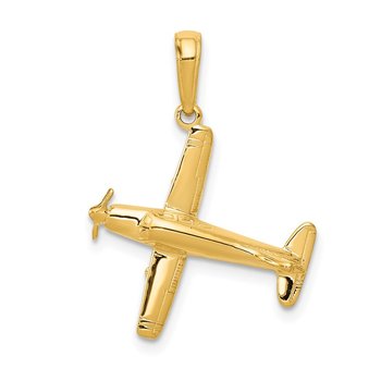 14k 3-D Low-Wing Airplane Pendant