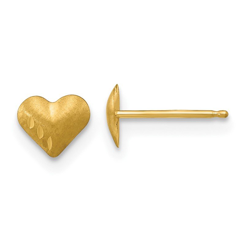 14K Yellow Gold Madi K Heart with Arrow Post Earrings 