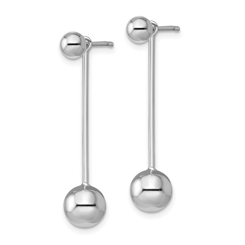Sterling Silver Rhodium-Plated Dangle Ball Jacket With Ball Post Stud Earrings 