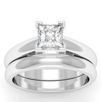 Rounded Cathedral Engagement Ring with Matching Wedding Band