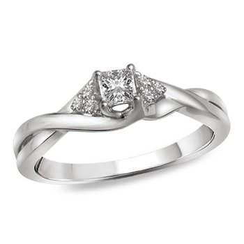 White gold, petite princess-cut diamond engagement ring