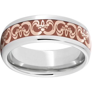 Serinium® Domed Band with Copper Inlay and Fleur de Lis Laser Engraving