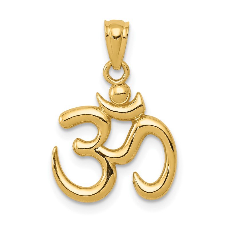 14K White Gold Polished Om Symbol Pendant 