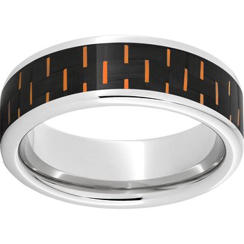 Serinium® Pipe Cut Band with Black and Orange Carbon Fiber Inlay
