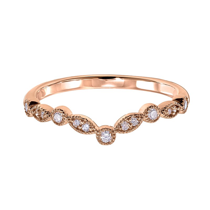 Rose gold, chevron-style diamond stackable band