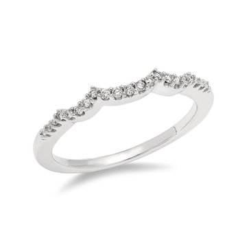 White gold and diamond curved wedding band