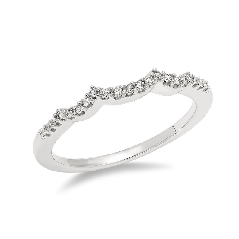 White gold and diamond curved wedding band