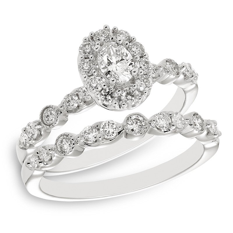 Emily white gold and oval-center diamond bridal set