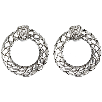 VHE 636 D Sterling Traversa Open Circle Earrings with Pave' Diamonds at Top VHE 636 D