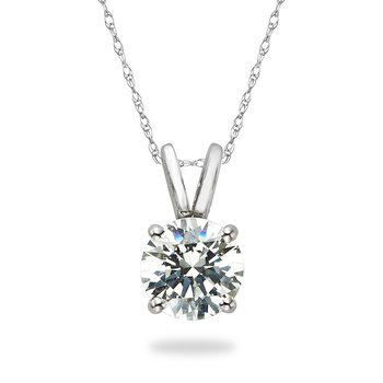 White gold and diamond solitaire pendant