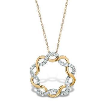 Two-tone gold and diamond twist pendant 
