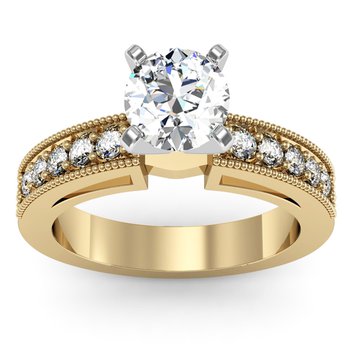 Milgrain & Pave Set Engagement Ring