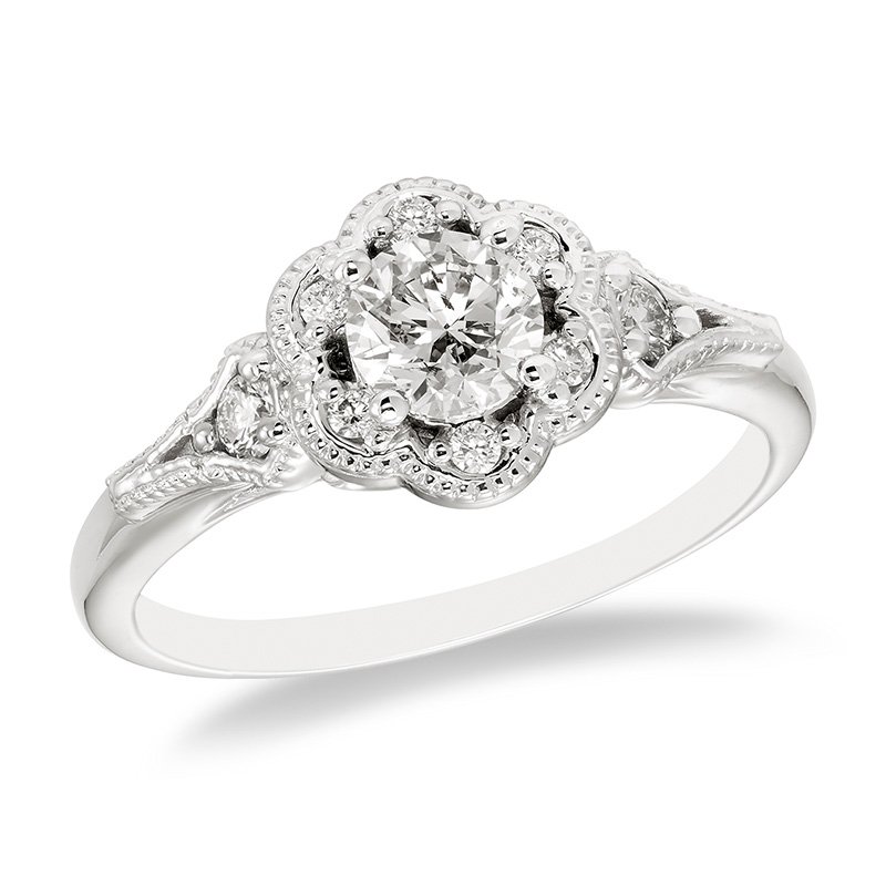 Eva white gold vintage-inspired diamond engagement ring