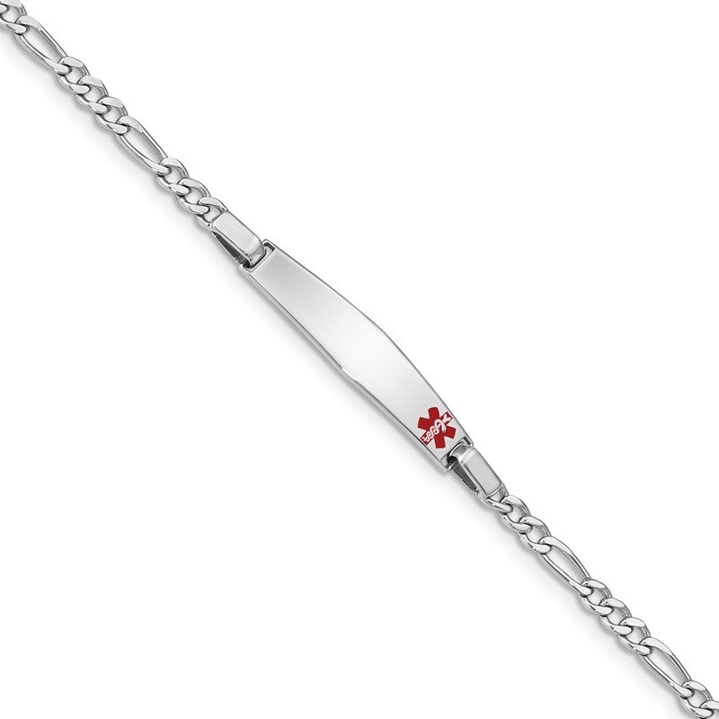 FB Jewels Sterling Silver Rhodium-plated Medical ID Figaro Link Bracelet 