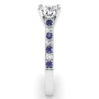 Pave Blue Sapphire & Diamond Cathedral Engagement Ring