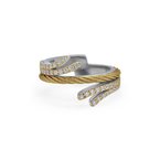 ALOR Yellow Cable Double Passback Ring with 18kt Yellow Gold &amp; Diamonds