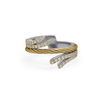yellow cable double passback ring with 18kt yellow gold & diamonds
