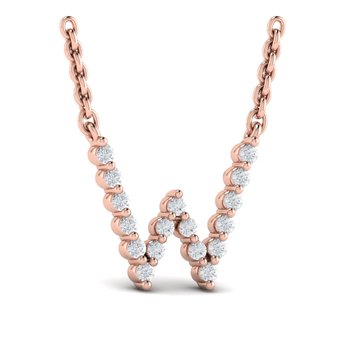 Diamond  Alphabet Pendant Necklace, W