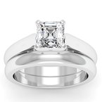 Tapered Cathedral Engagement Ring with Matching Wedding Band