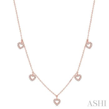 Heart Shape Diamond Station Necklace