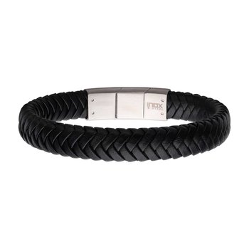 Two Tone Black Braided Genuine Leather Bracelet BR41757K