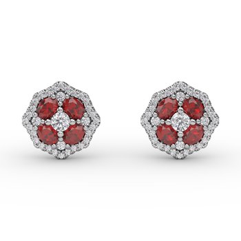Striking Ruby and Diamond Stud Earrings