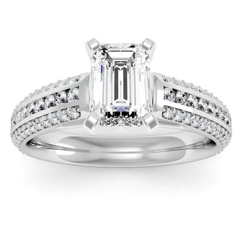 Three Row Pave & Channel Diamond Engagement Ring
