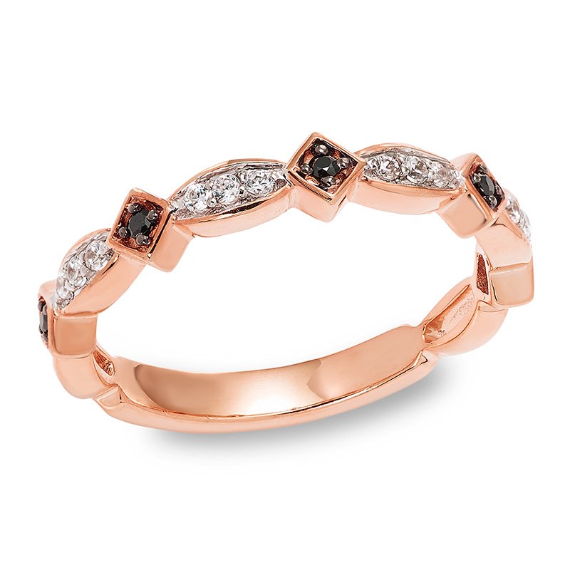 Rose gold stackable band with caramel and white diamonds