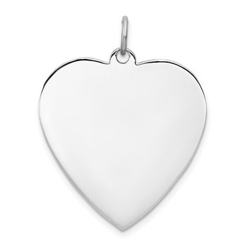 SS Rh-plt Engraveable Heart Polished Front/Satin Back Disc Charm