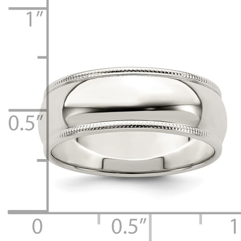 Jewels By Lux Sterling Silver 7mm Half Round Milgrain Band 