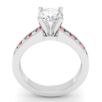 Channel set Ruby and Diamond Engagement Ring