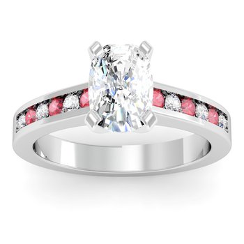 Channel set Ruby and Diamond Engagement Ring
